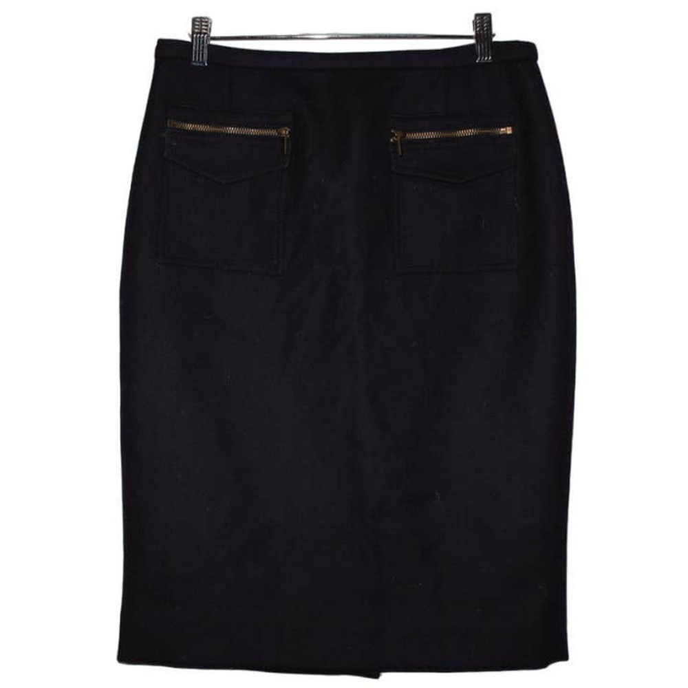 Women's J. Crew Navy Blue Pull On Zip Up Pocket Long Midi Pencil Skirt Size 2